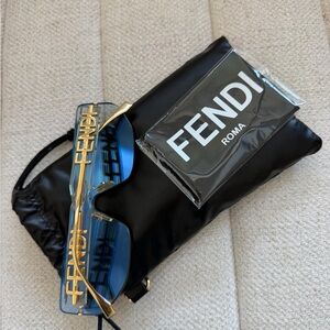 Fendi Logo Clear Rimless Sunglasses